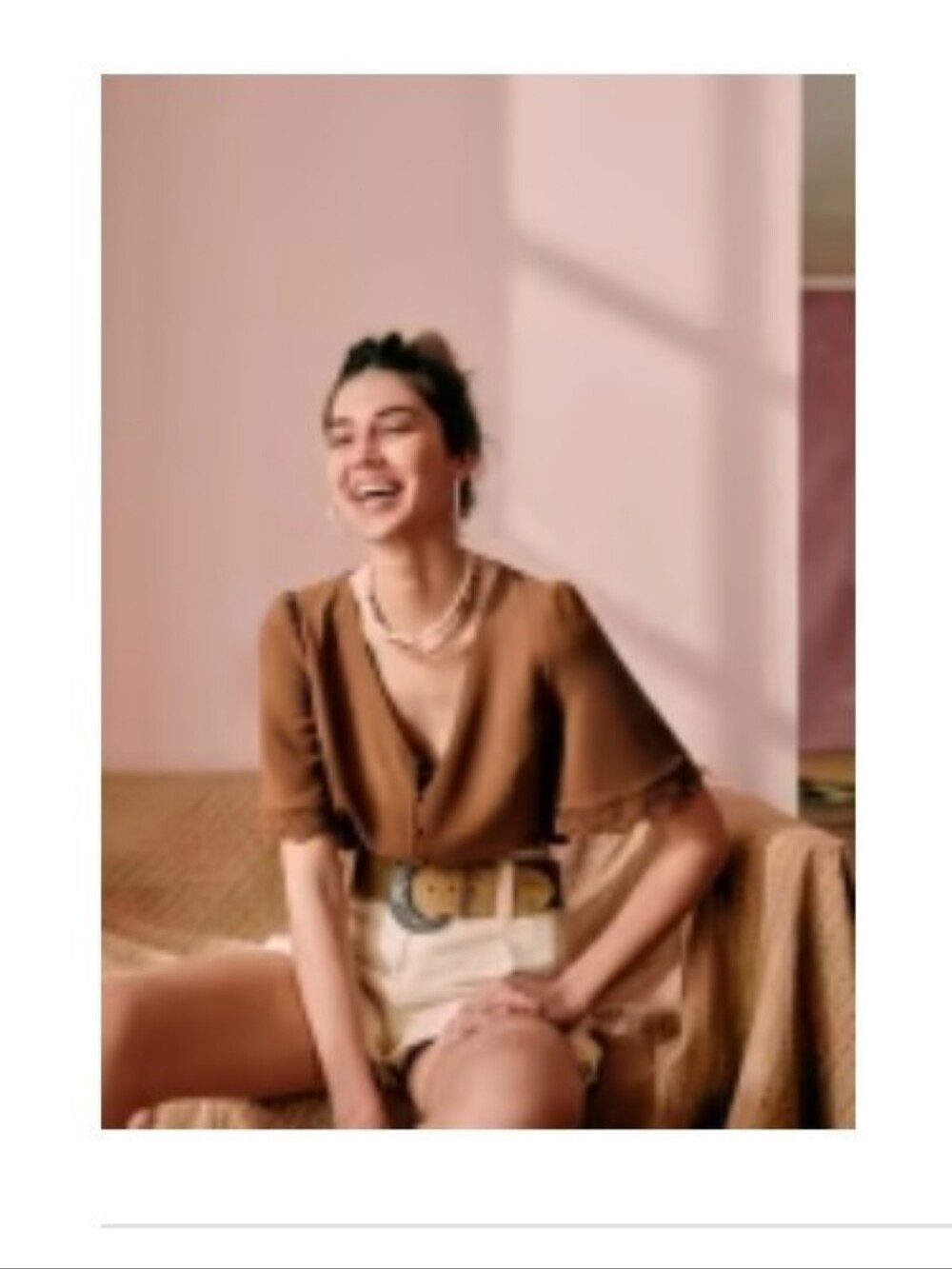 Sezane Thalia Blouse In Size 40 EU, Cafe Colour